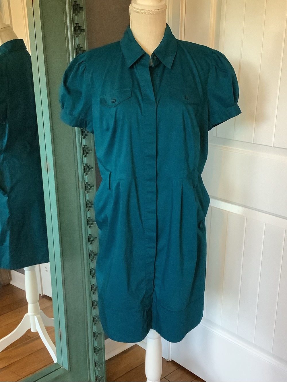 Worthington Teal Short-Sleeve Dress